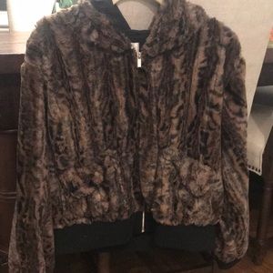 Beach Riot Leopard Faux Fur Jacket Size M